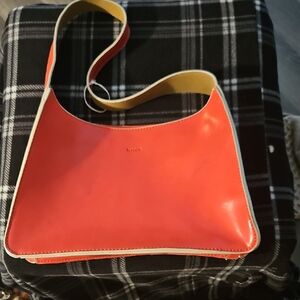 Mondani Orange Leather Shoulder Bag